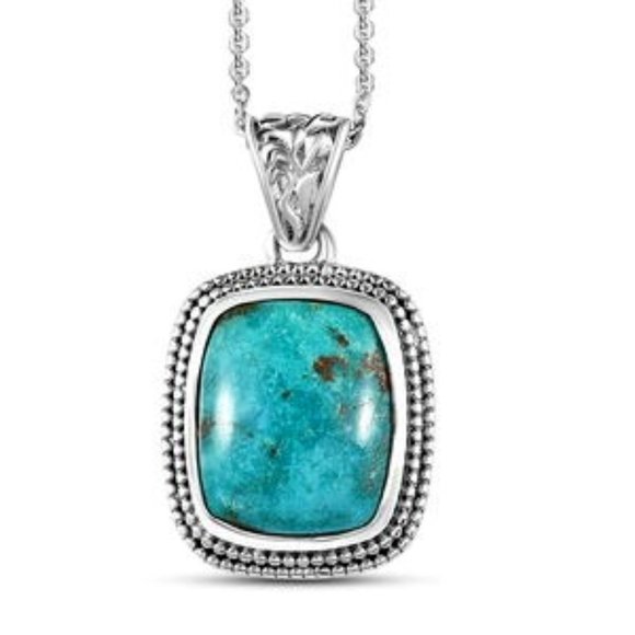 Sierra Nevada Turquoise Solitaire Pendant Necklace 20 Inches in SS NWT - Picture 4 of 14